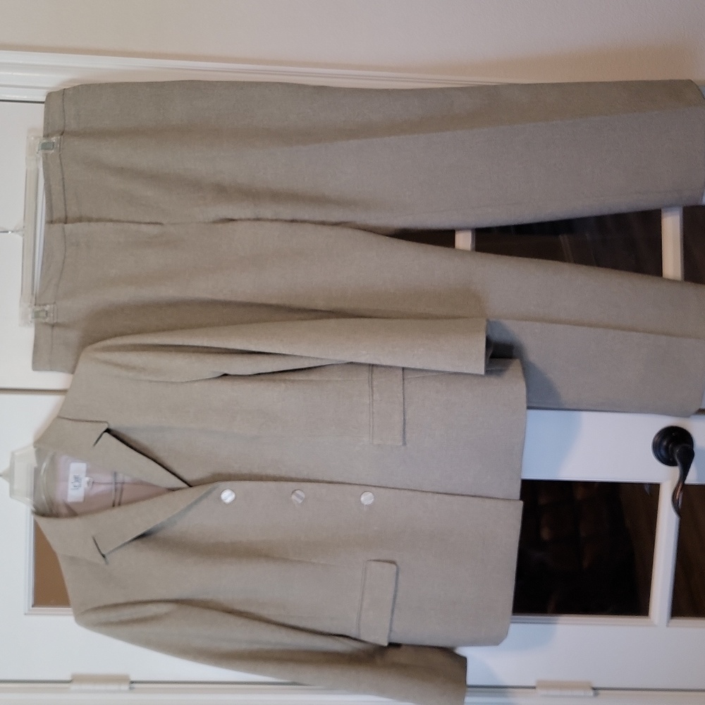 EUC Cream with gray pant suit.